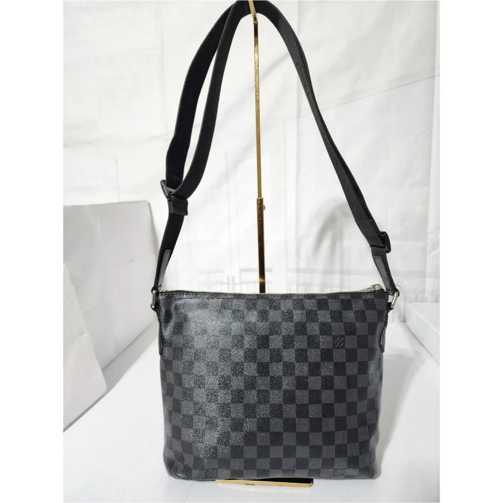 LOUIS VUITTON Damier Graphite Mick PM Shoulder Bag Black/Grey